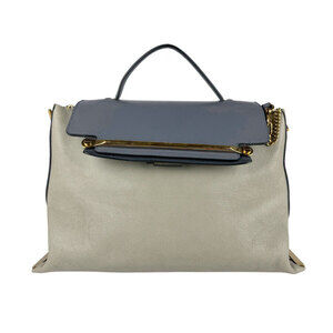 Chloe Claire Shoulder Bag Gray Blue Leather